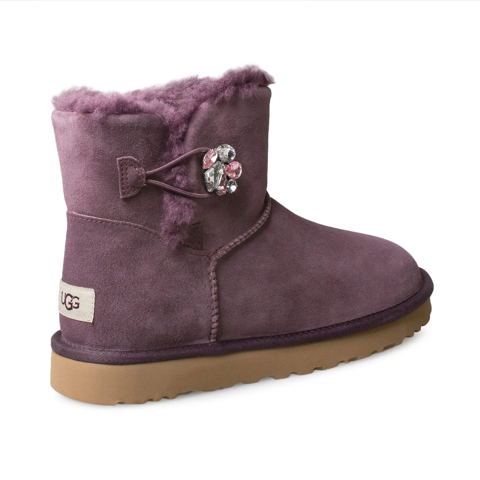 UGG Mini Bailey Button Gem Boots - Women's in Wine Tasting