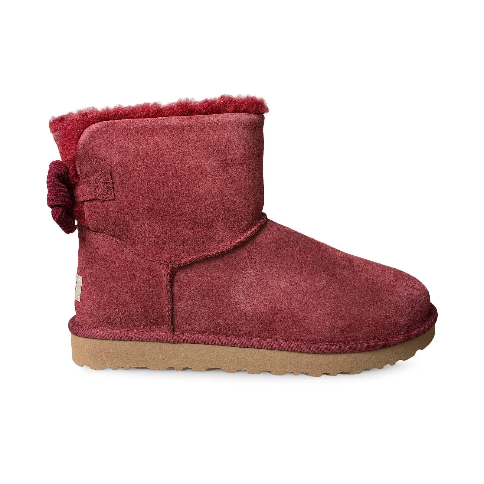 UGG Mini Bailey Red Corduroy Boots with Bow for Women.