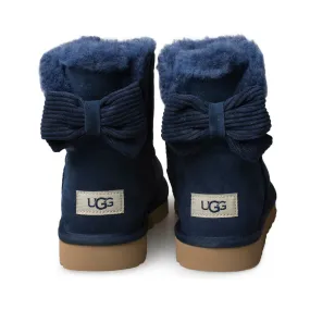 UGG Navy Corduroy Bow Boots for Women