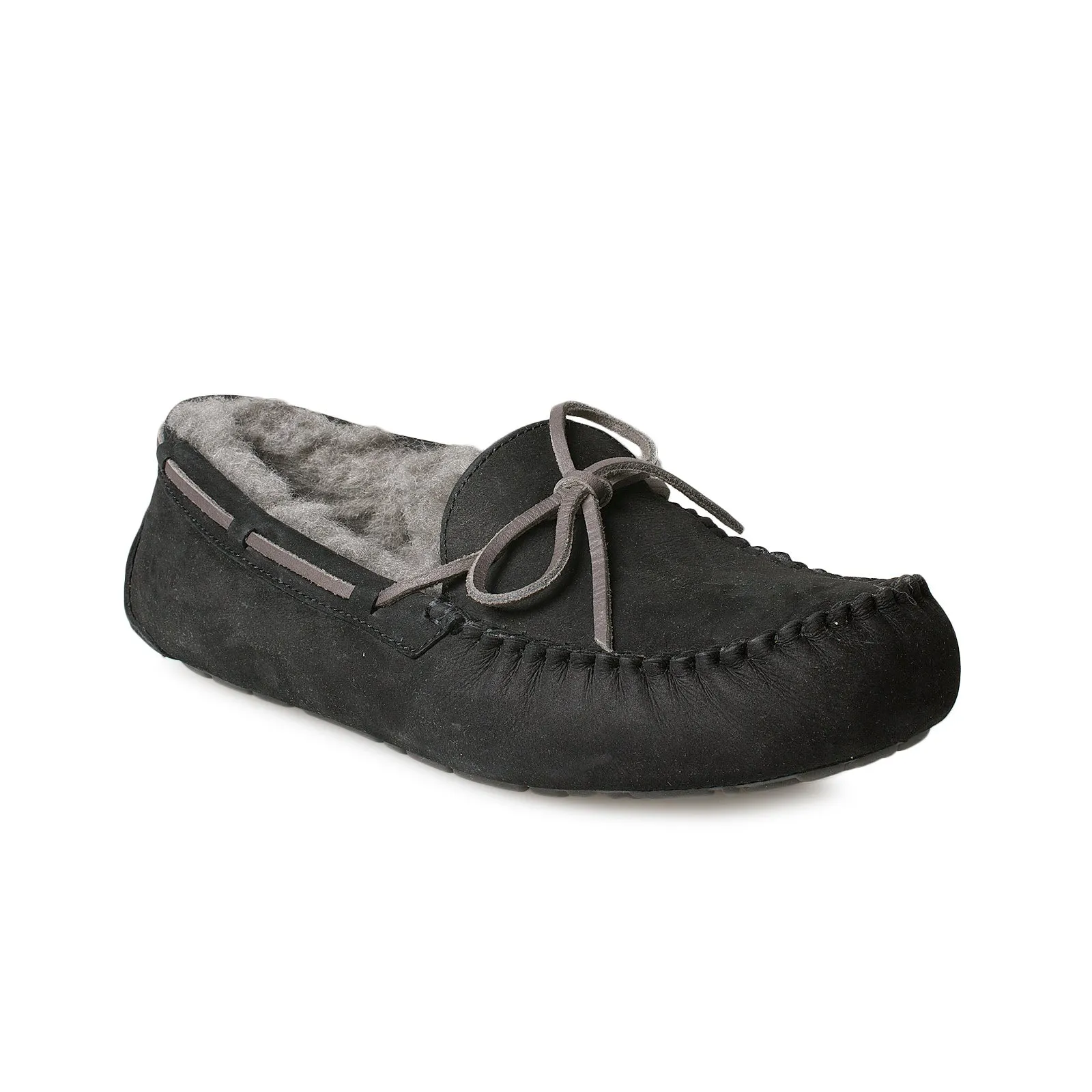 UGG Olsen Black Leather Slippers for Men's