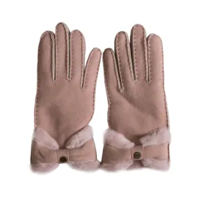 UGG Pink Crystal Sheepskin Gloves - Women's