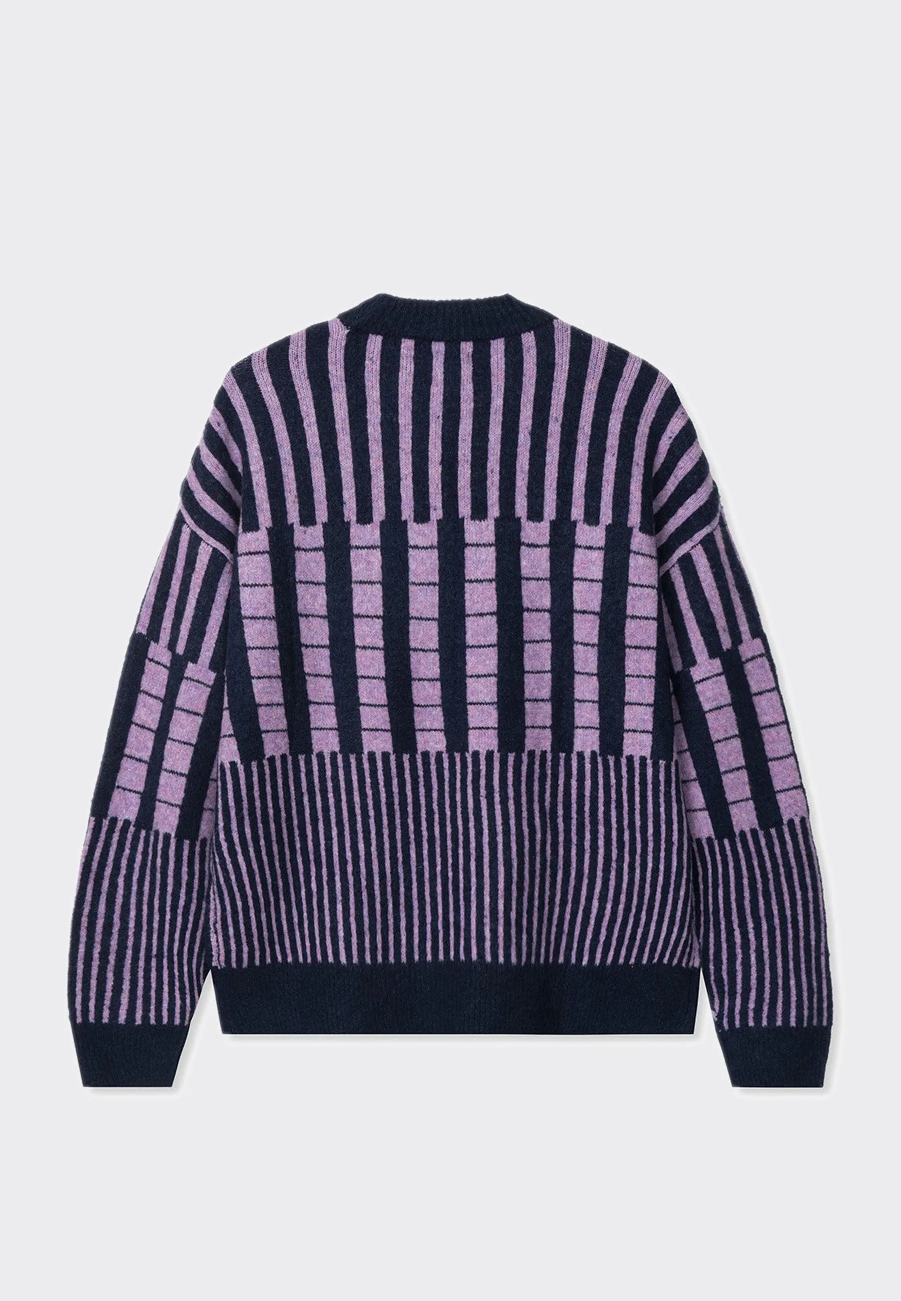 Varied Stripe Mock Neck Sweater - navy multi