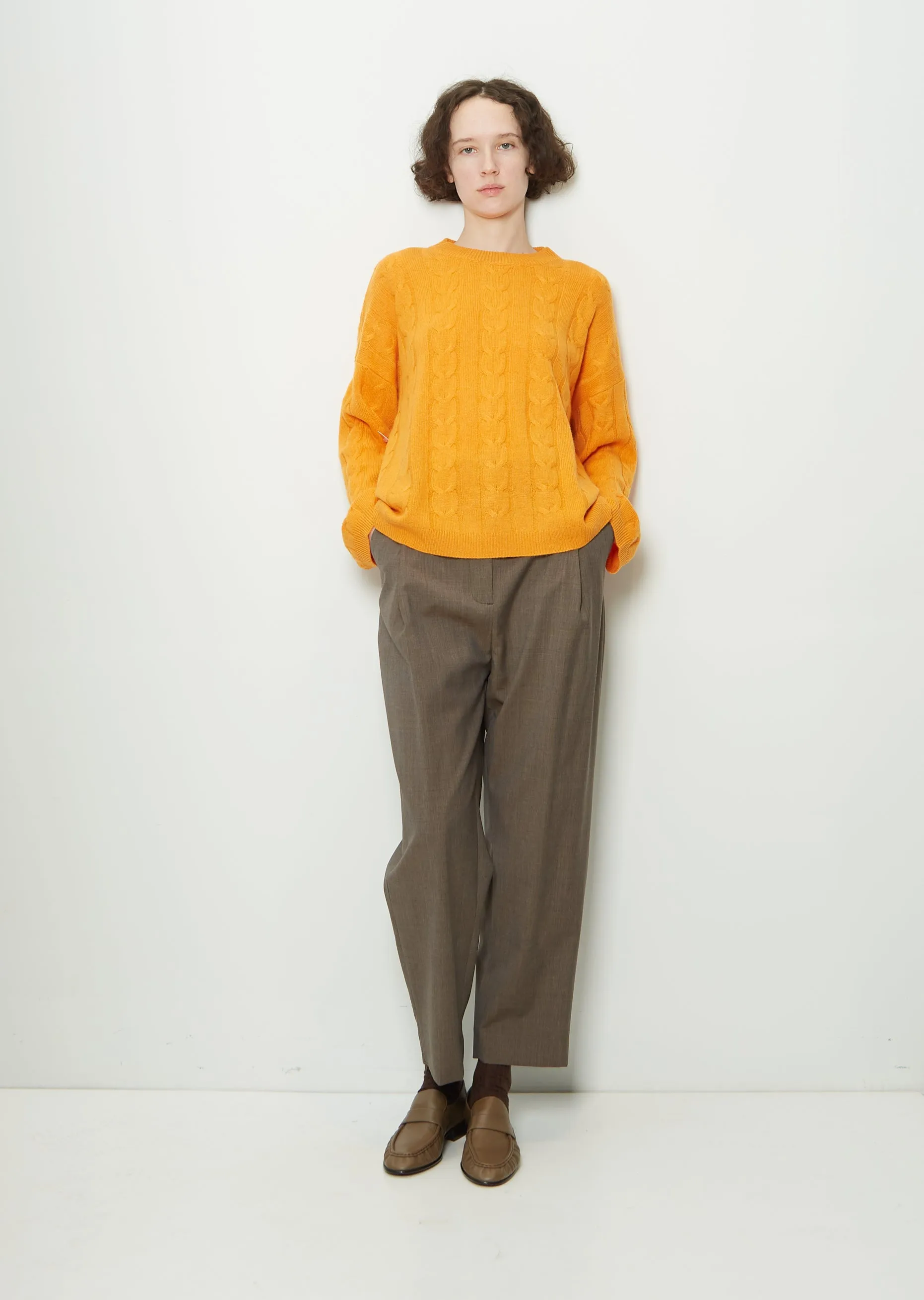 Vilma Cable Cashmere Sweater — Apricot