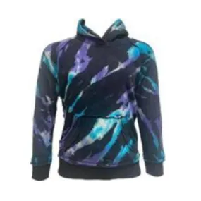 Vintage Havana - Burnout Fleece Blue/Black Tie Dye Hoodie