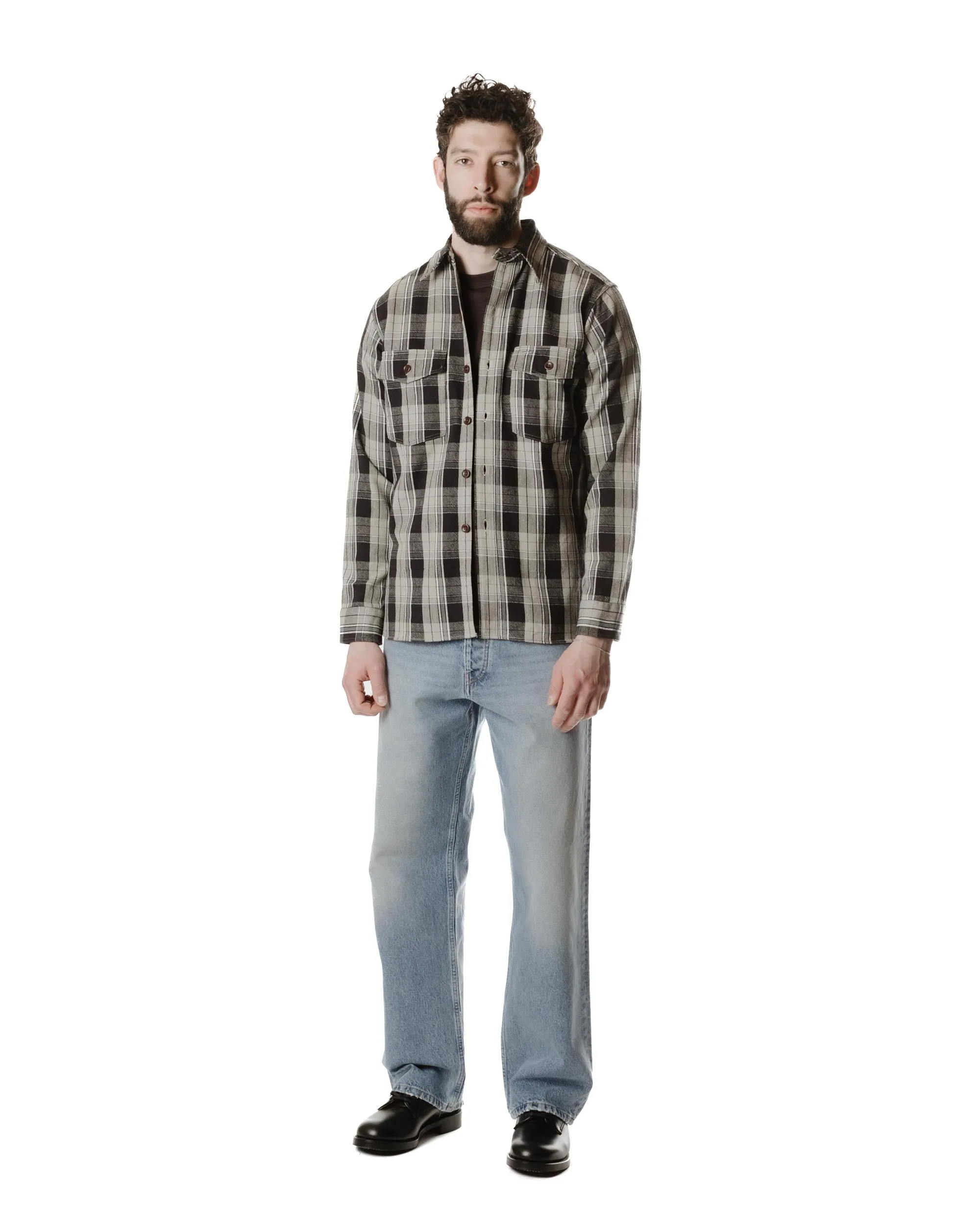 Warehouse Lot. 3022 Flannel Shirt With Chinstrap G Pattern Grey (One Wash)