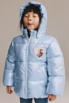 Water-repellent puffer jacket - Long sleeve - Regular length - Blue/Frozen - Kids | H&M GB