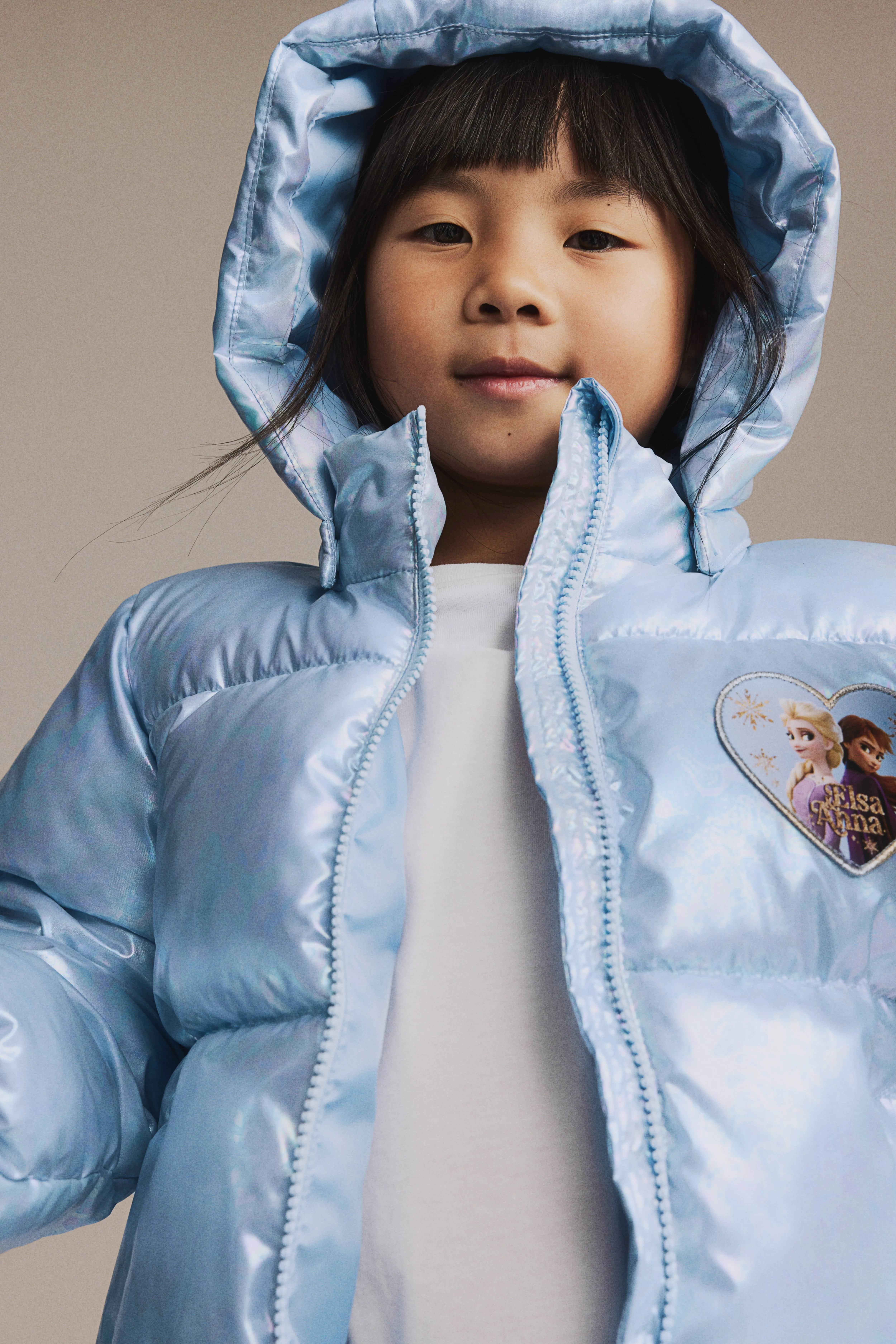 Water-repellent puffer jacket - Long sleeve - Regular length - Blue/Frozen - Kids | H&M GB