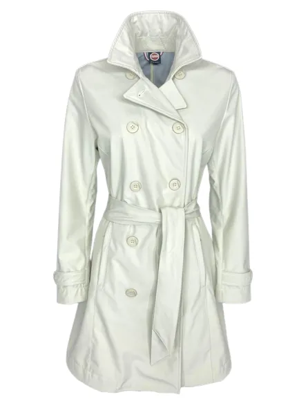 White Double-breasted Women's Trench Coat