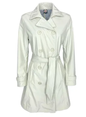 White Double-breasted Women's Trench Coat