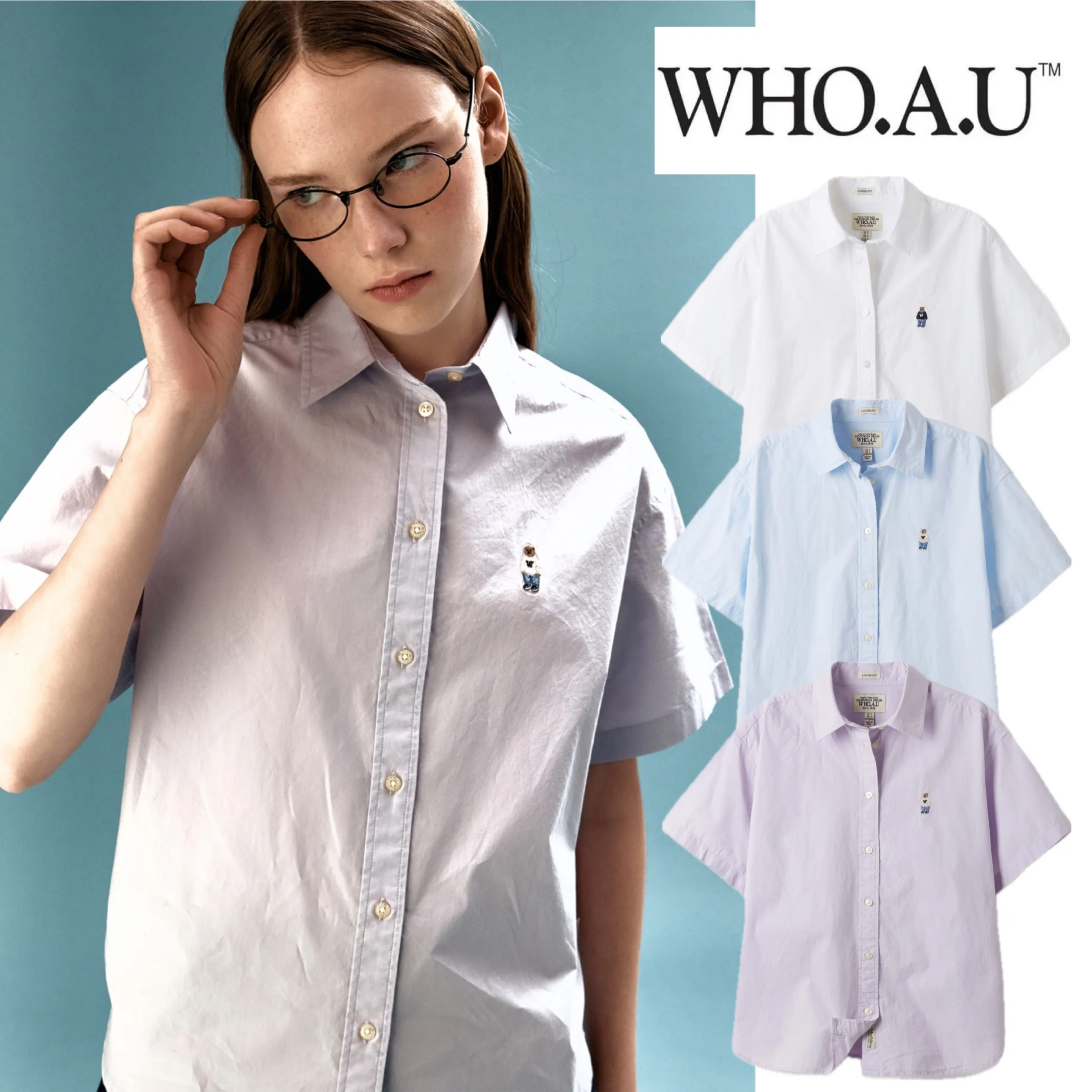 WHO.A.U  |Casual Style Unisex Street Style Plain Cotton Short Sleeves