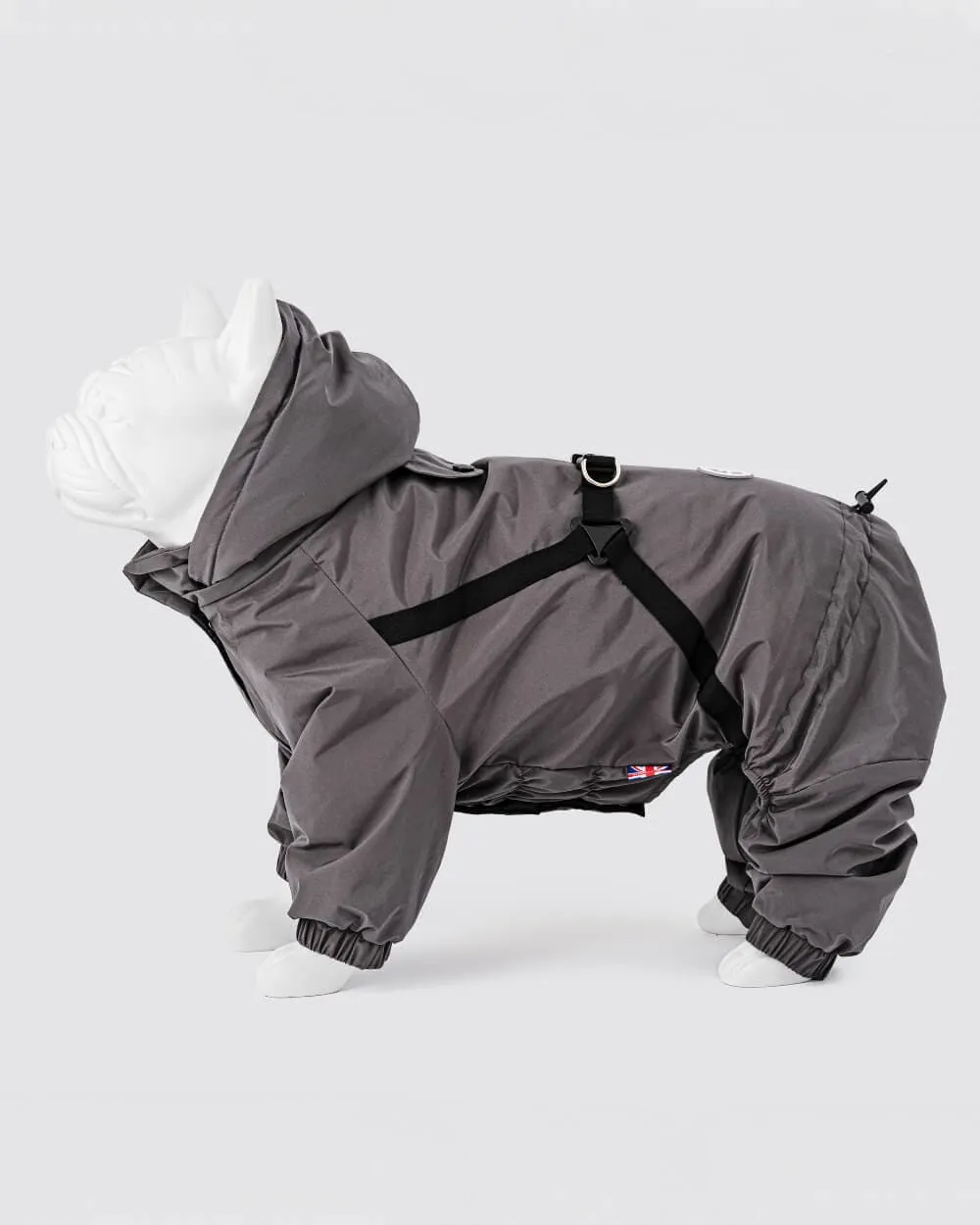 Winter Dog Snowsuit - Grey: Warm and Stylish Winter Dog Snowsuit in Grey