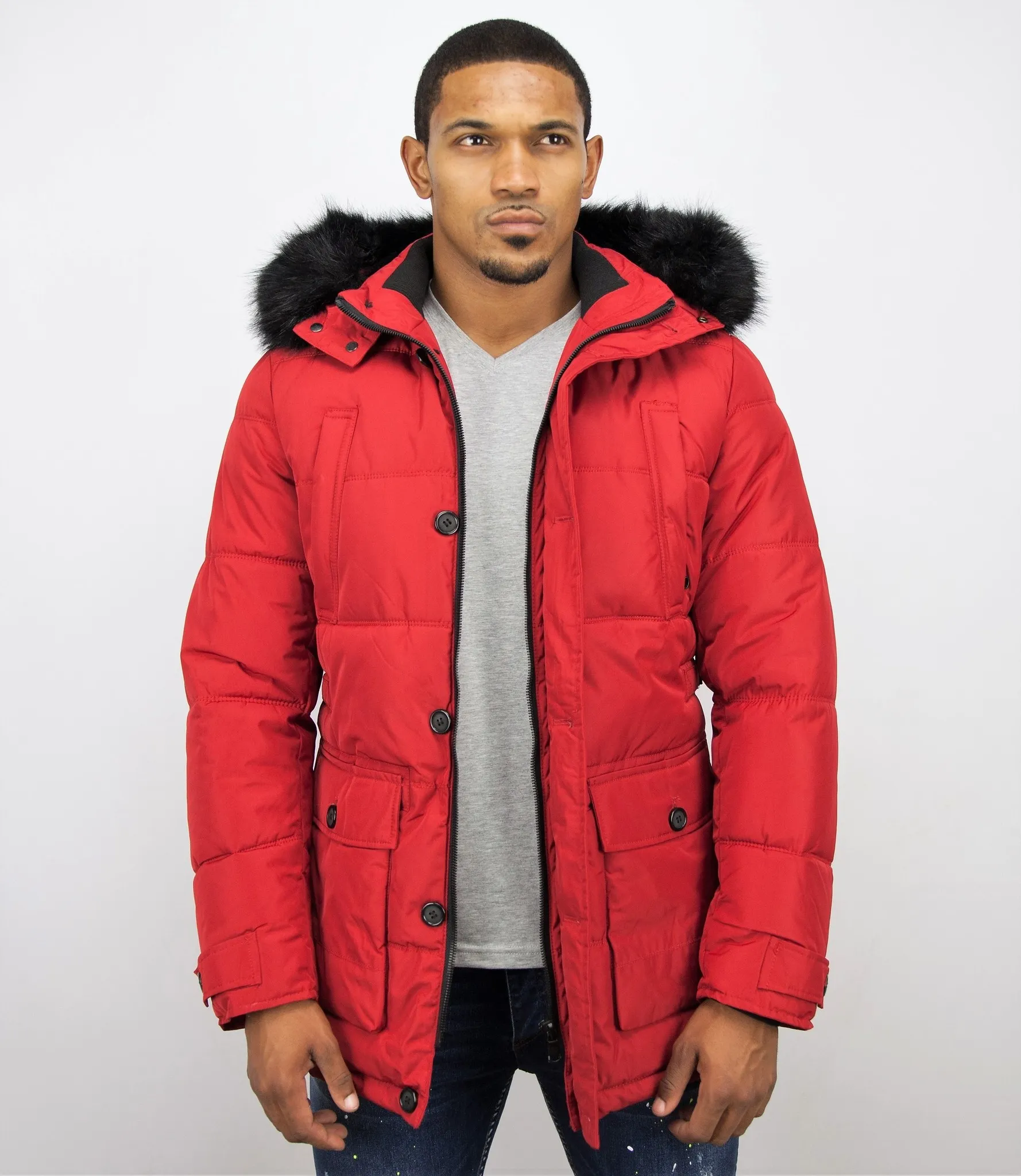 Winter Jacket Men | Warm Winter Coat 4Pocet  Red |