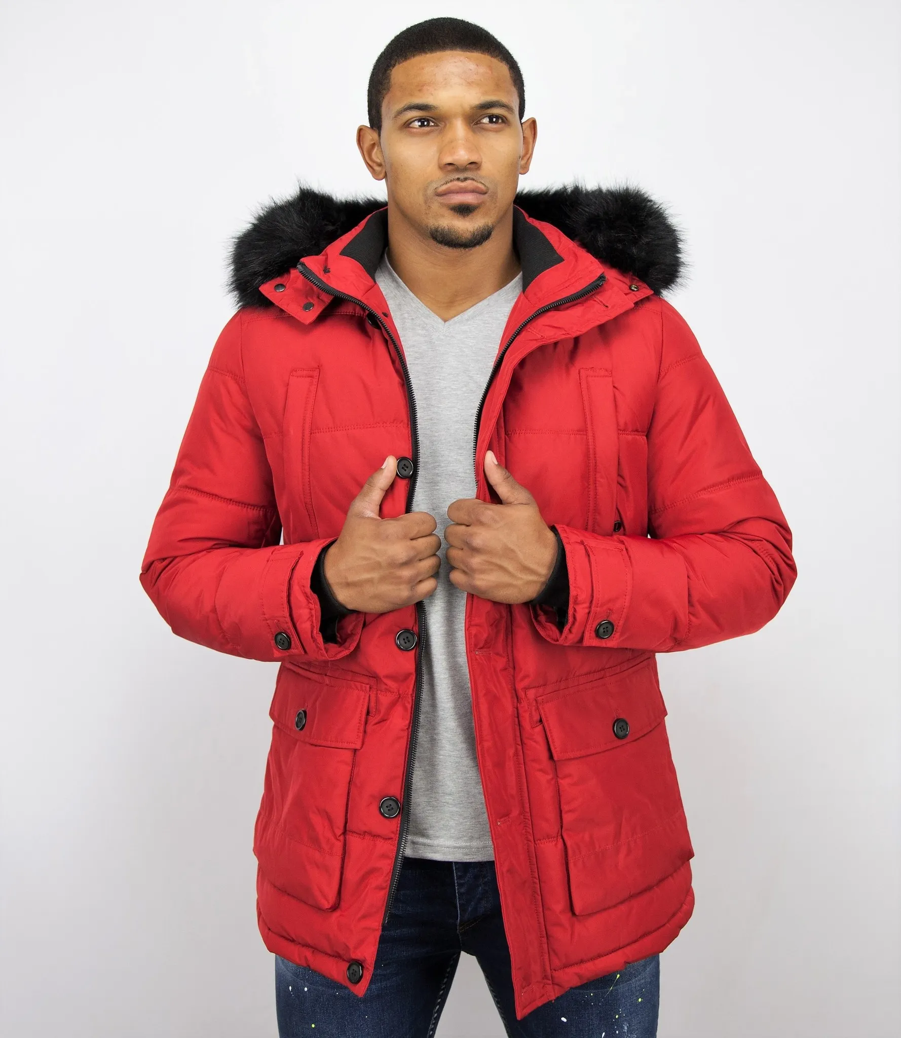 Winter Jacket Men | Warm Winter Coat 4Pocet  Red |