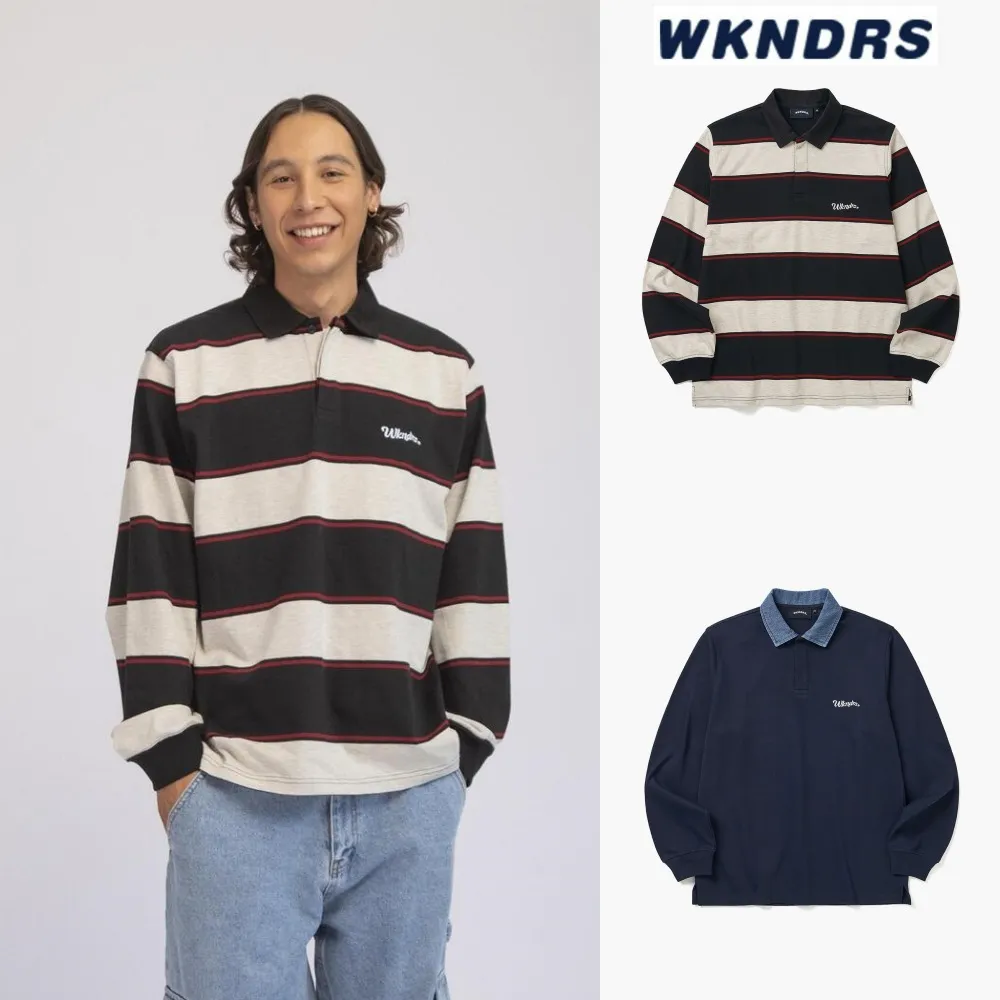 WKNDRS  |Unisex Street Style Long Sleeves Plain Cotton Oversized Logo