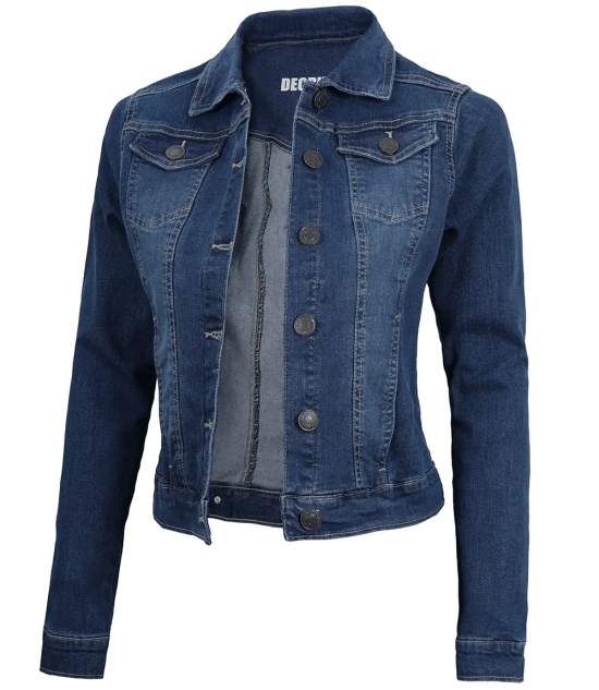 Women's Trucker Style Mid Blue Denim Jacket