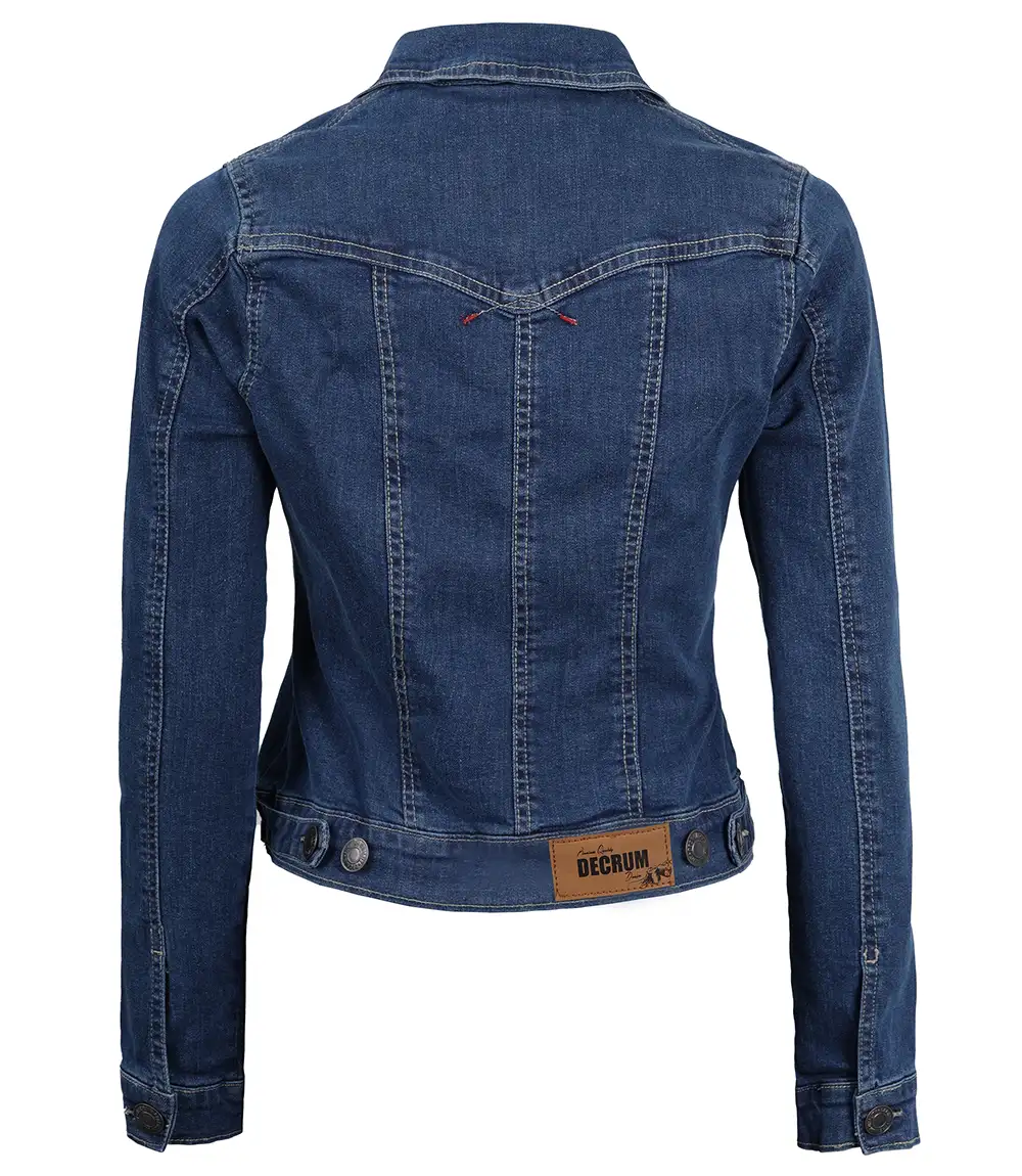 Women's Trucker Style Mid Blue Denim Jacket