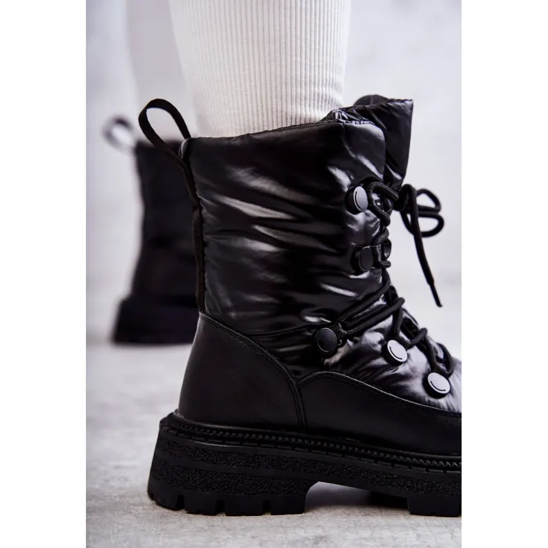 Women's Lace-up Snow Boots GOE KK2N4017 Black