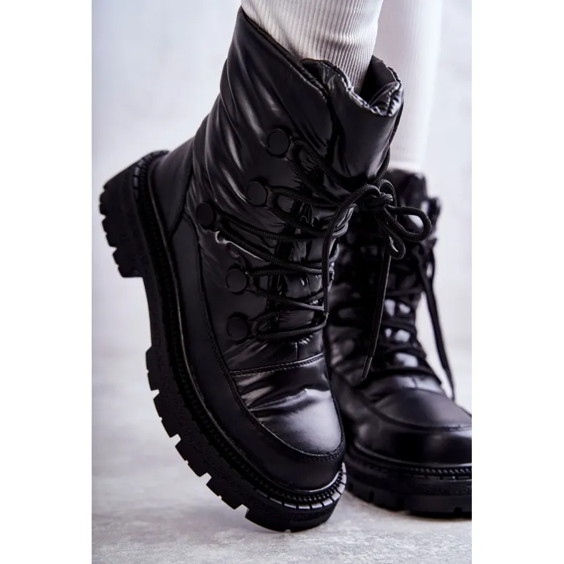 Women's Lace-up Snow Boots GOE KK2N4017 Black