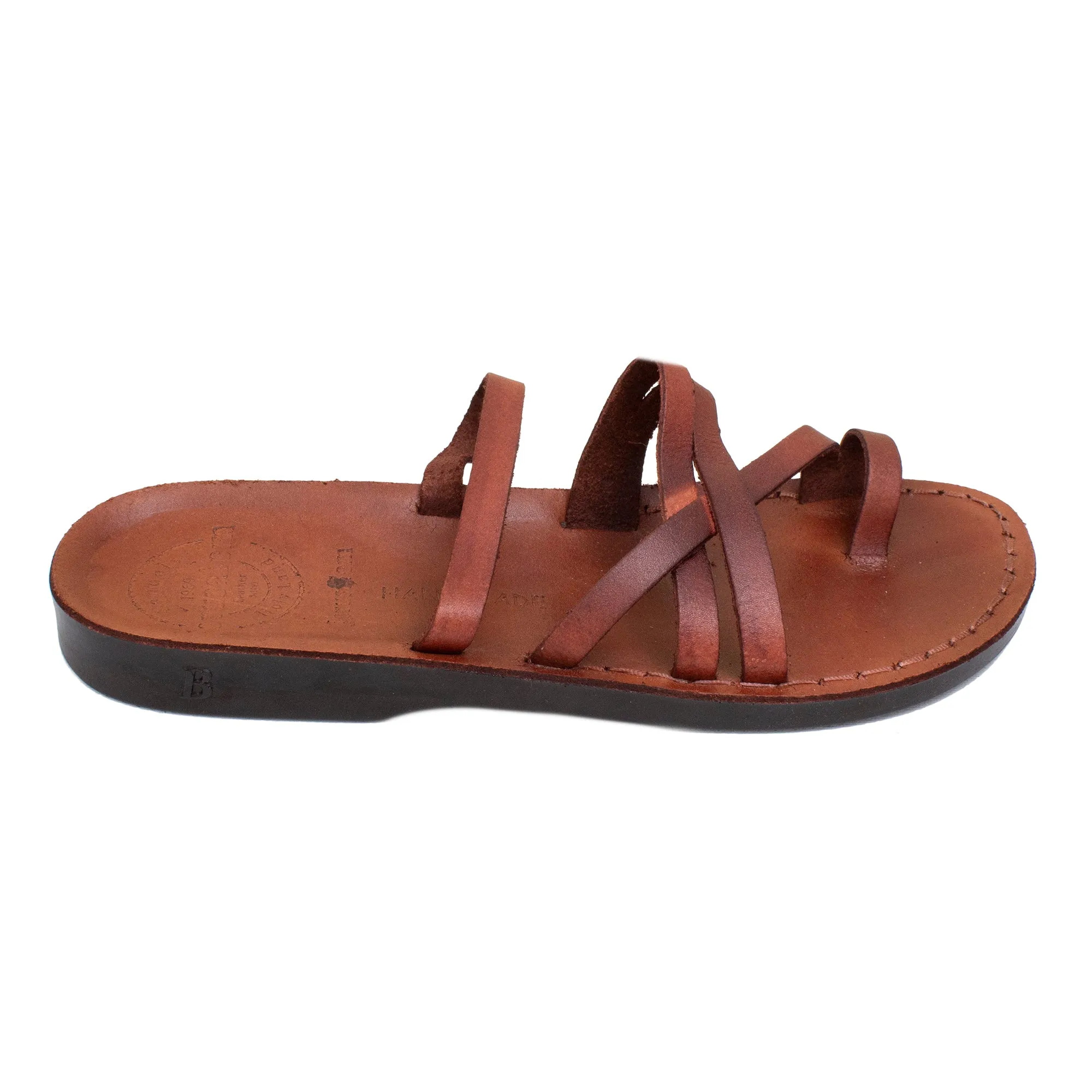 Women's Antique Jerusalem Sandals Genuine Camel Leather - 5 Straps 5-11 US.