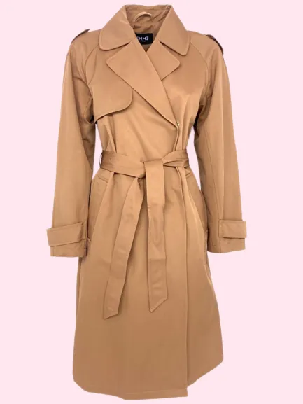 Women's belted trench coat.