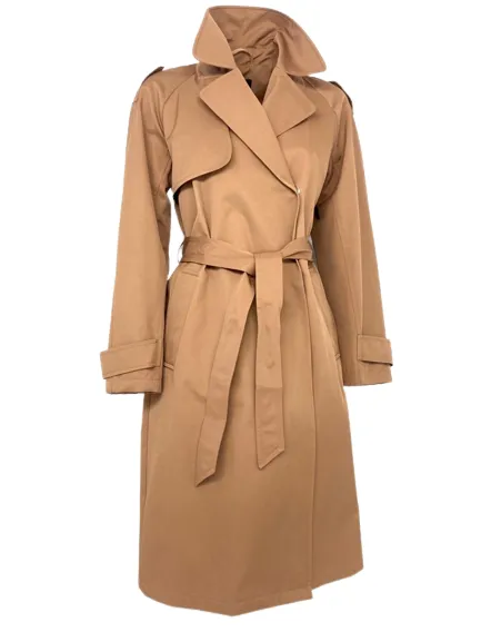 Women's belted trench coat.