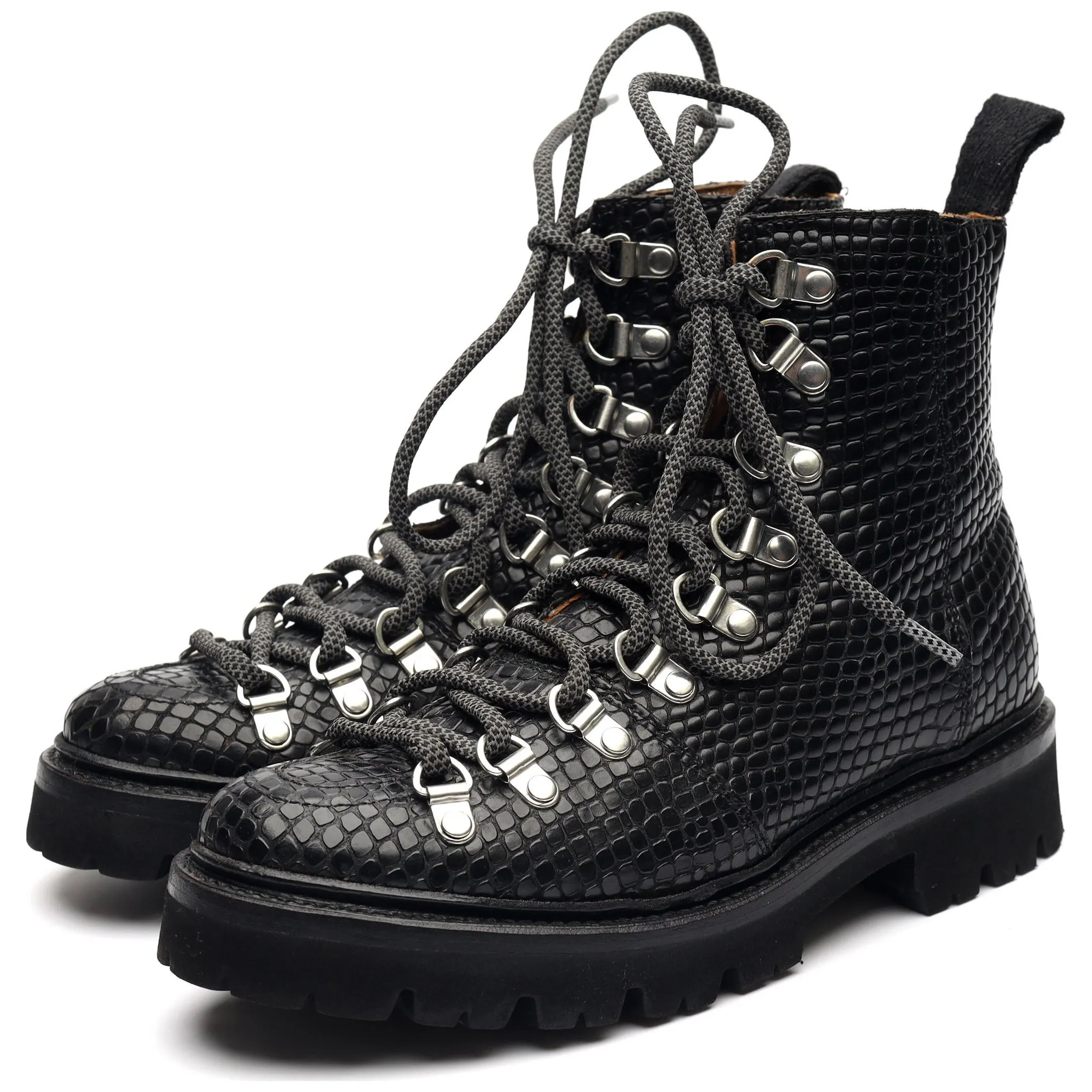 Women's 'Nanette' Black Leather Hiker Boots UK 3