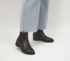 Womens Office Black Leather Chelsea Boots with Clean Sole