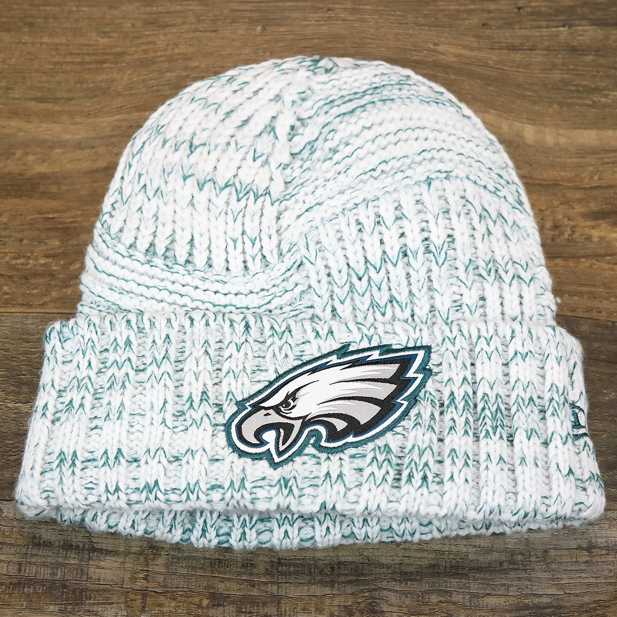 Women's Philadelphia Eagles On Field Cuffed Winter Beanie | White Teal