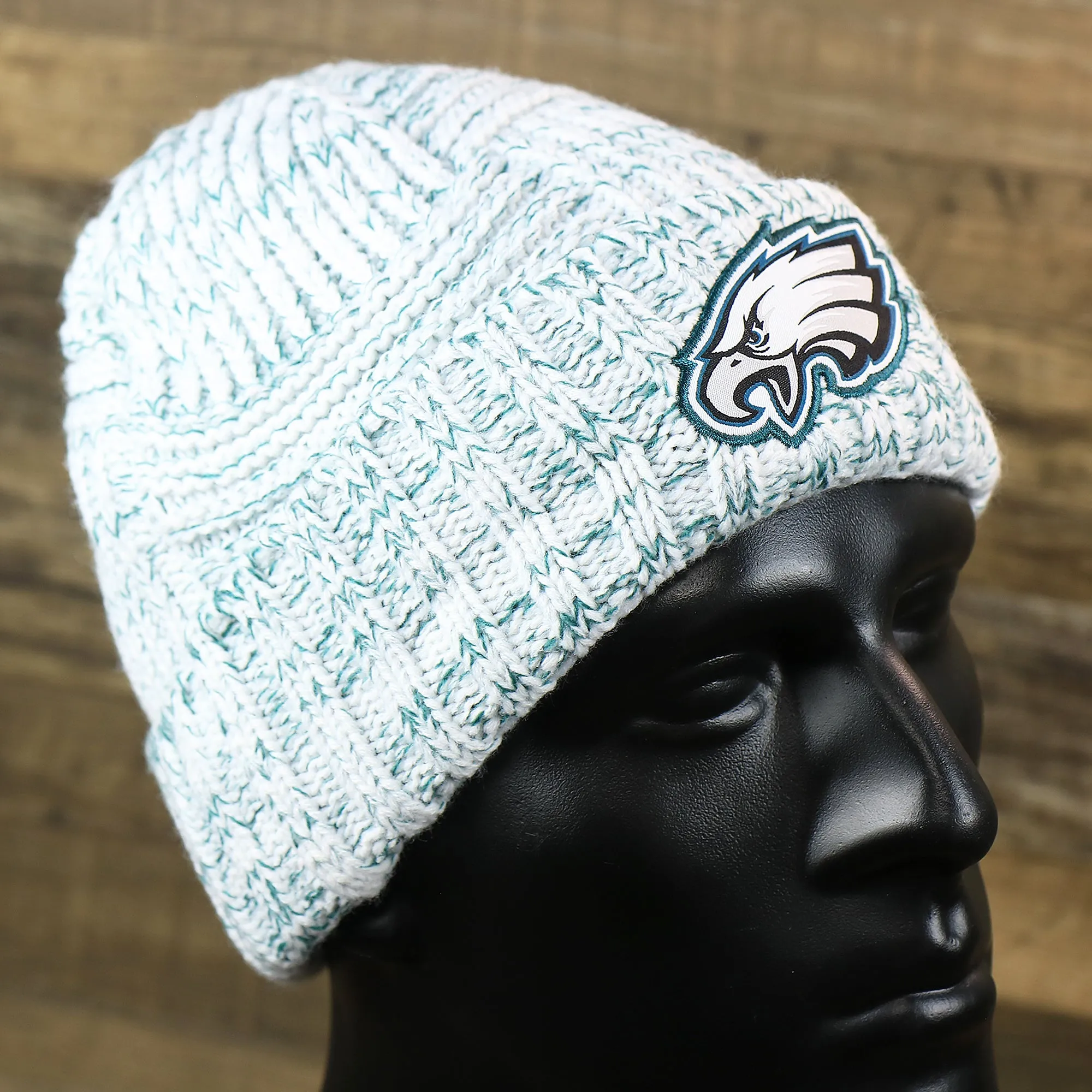 Women's Philadelphia Eagles On Field Cuffed Winter Beanie | White Teal