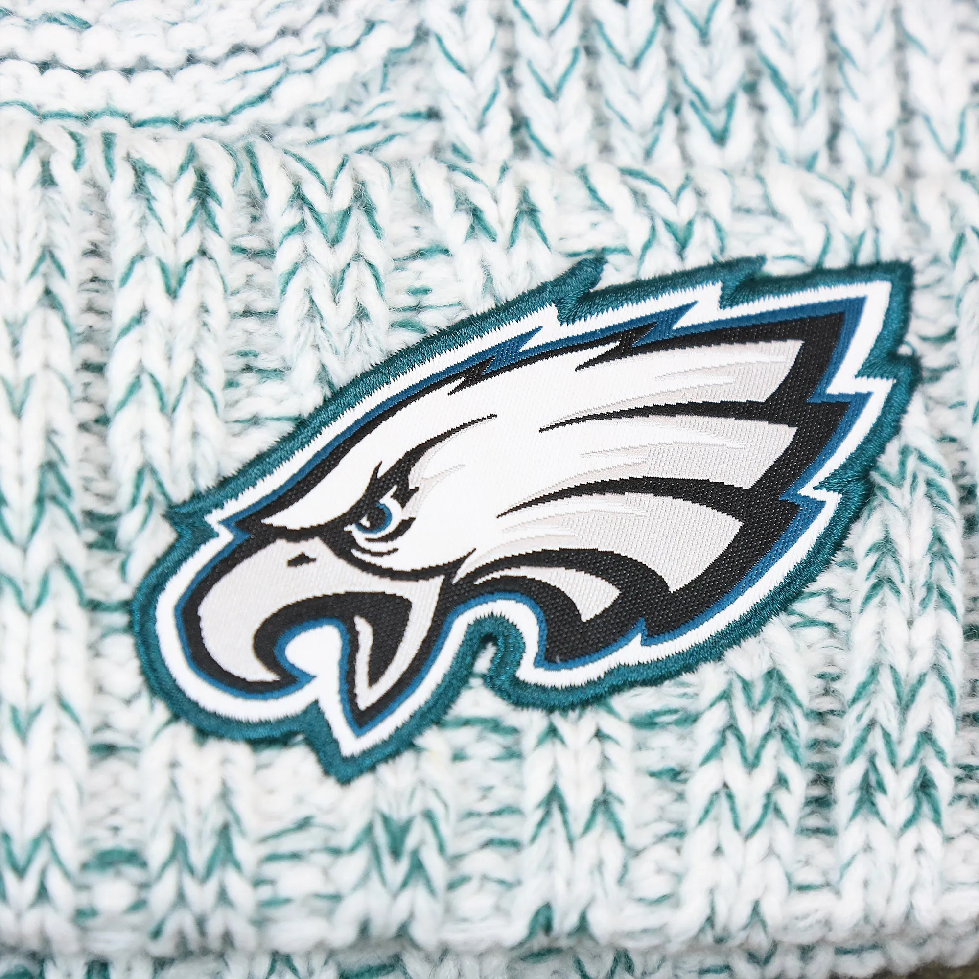 Women's Philadelphia Eagles On Field Cuffed Winter Beanie | White Teal