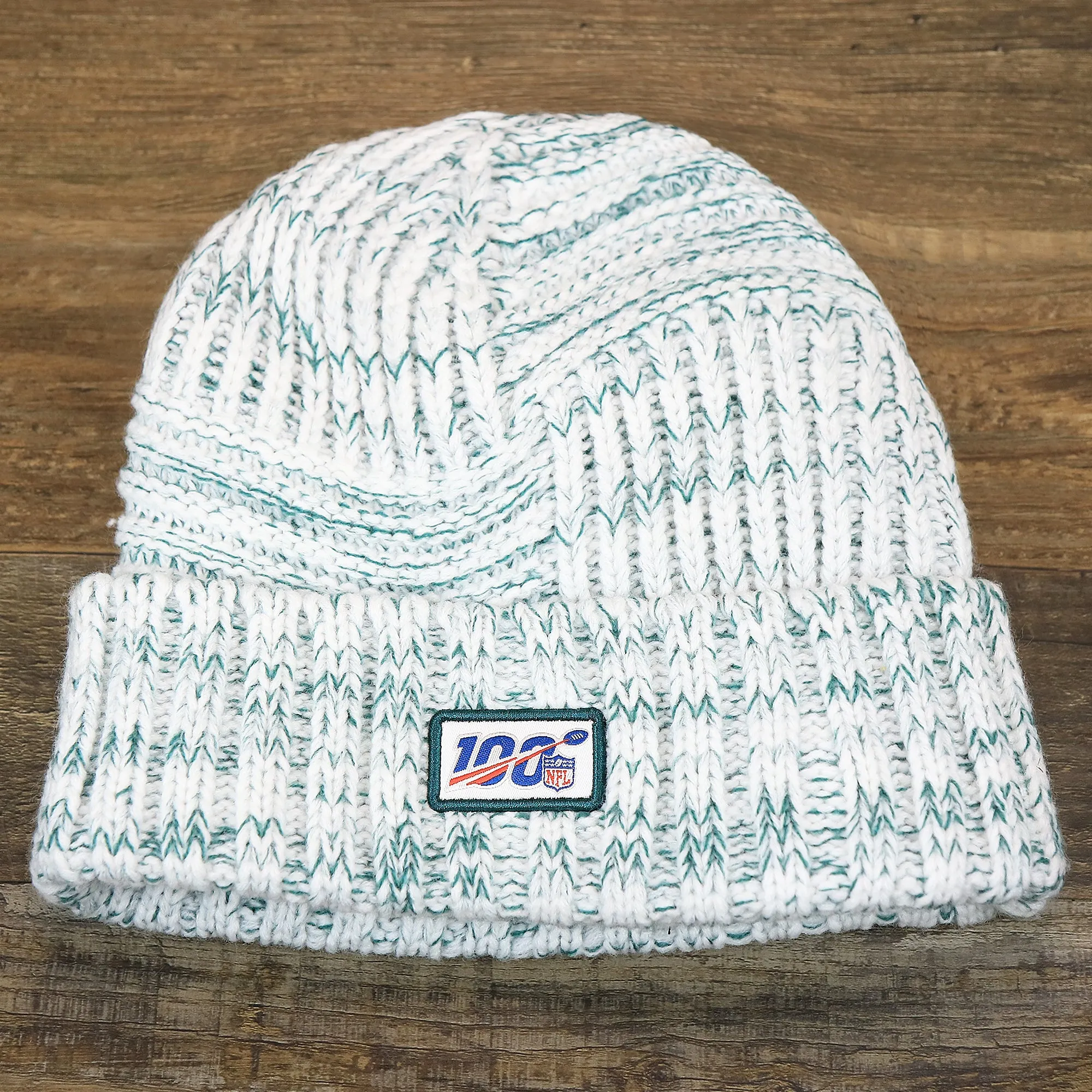 Women's Philadelphia Eagles On Field Cuffed Winter Beanie | White Teal