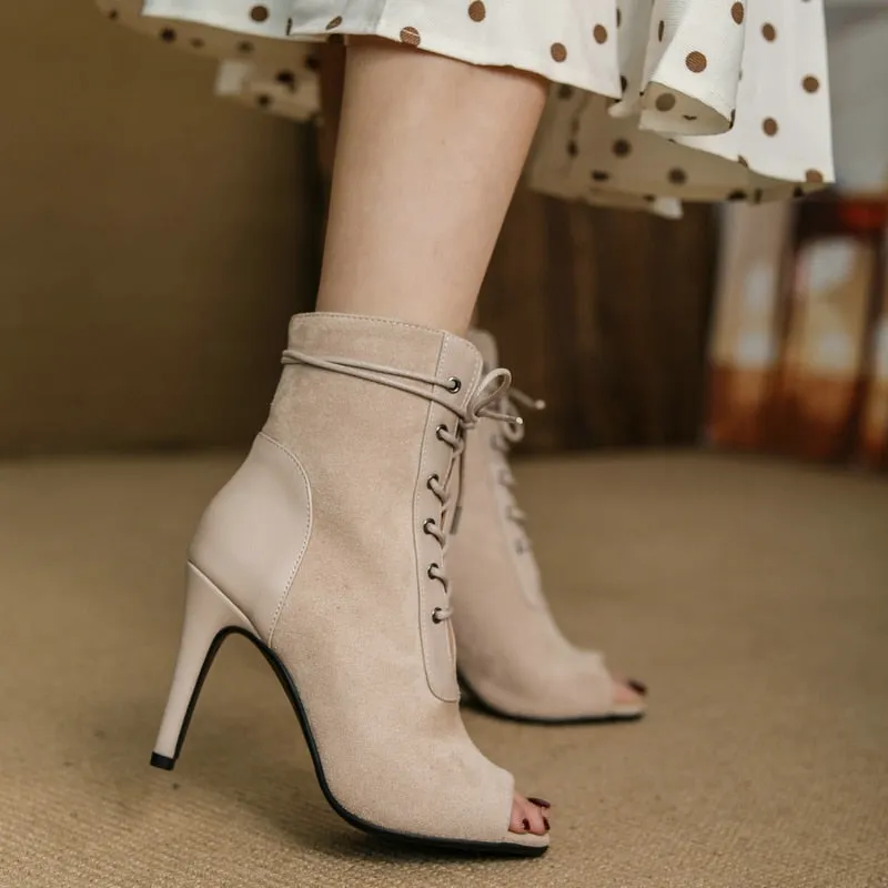 Women's Sexy Party High Heel Peep Toe Ankle Boots