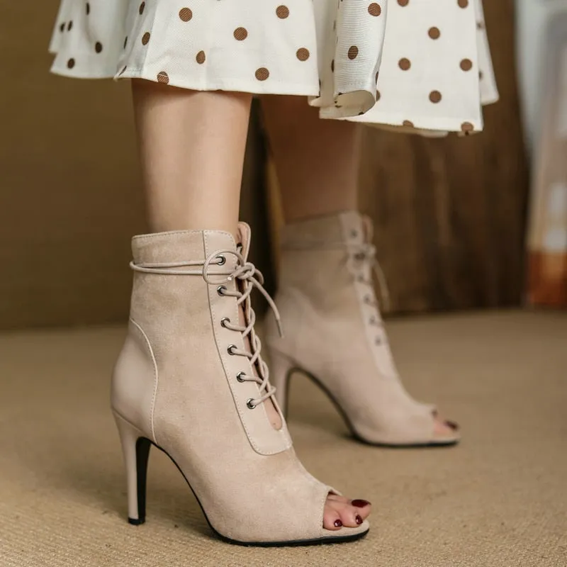 Women's Sexy Party High Heel Peep Toe Ankle Boots