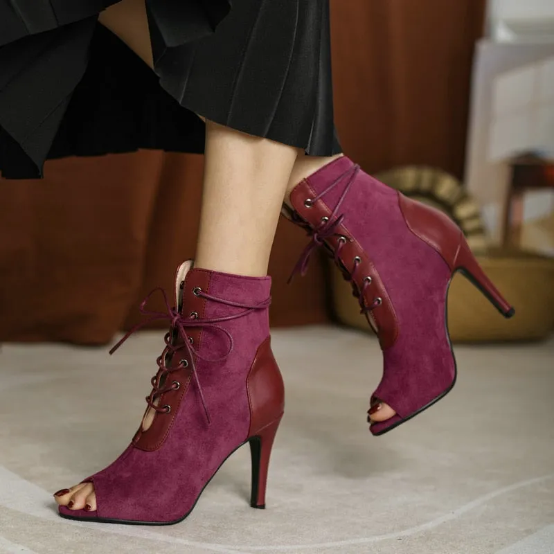 Women's Sexy Party High Heel Peep Toe Ankle Boots