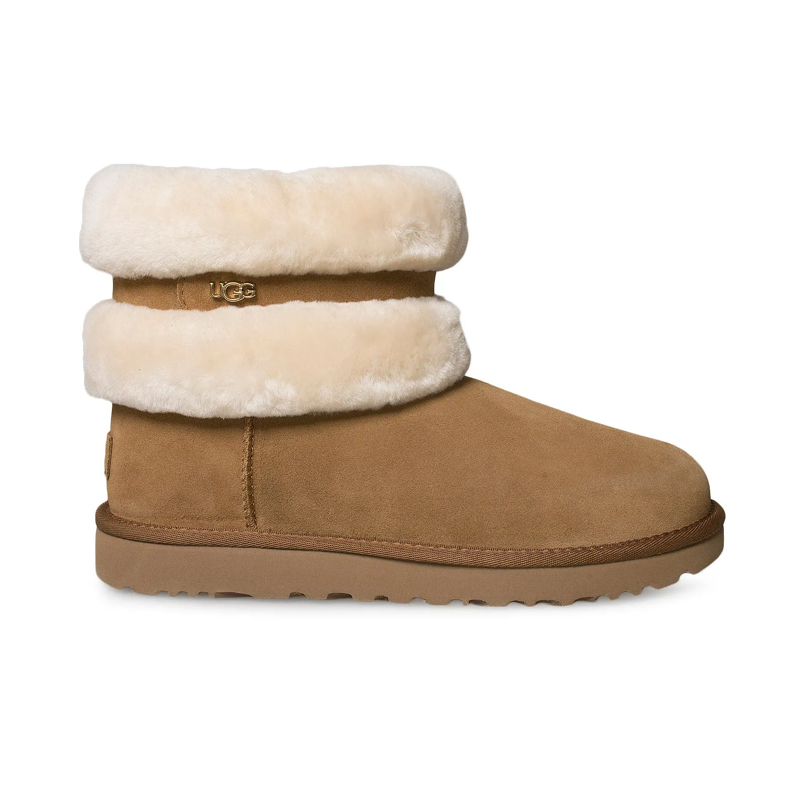 Women's UGG Fluff Mini Belted Chestnut Natural Boots