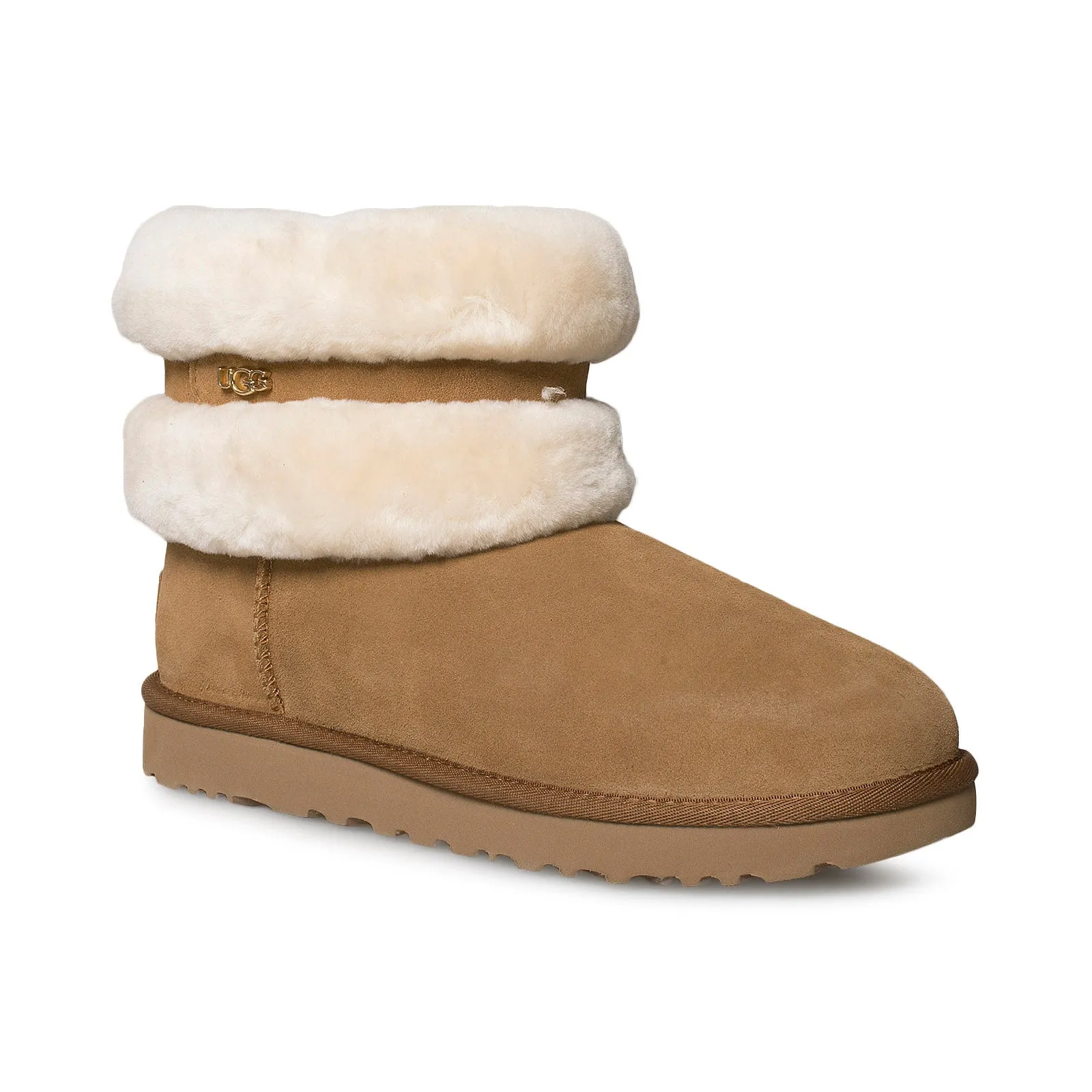 Women's UGG Fluff Mini Belted Chestnut Natural Boots