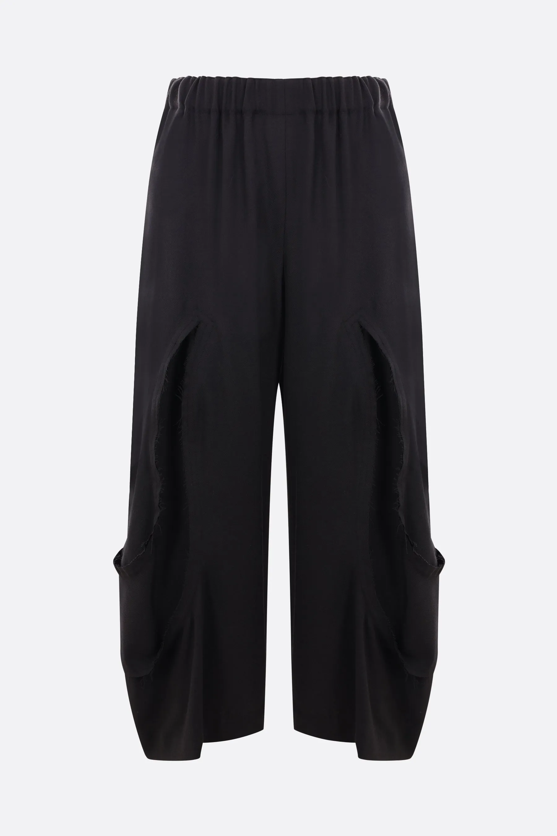 wool blend wide-leg cropped trousers