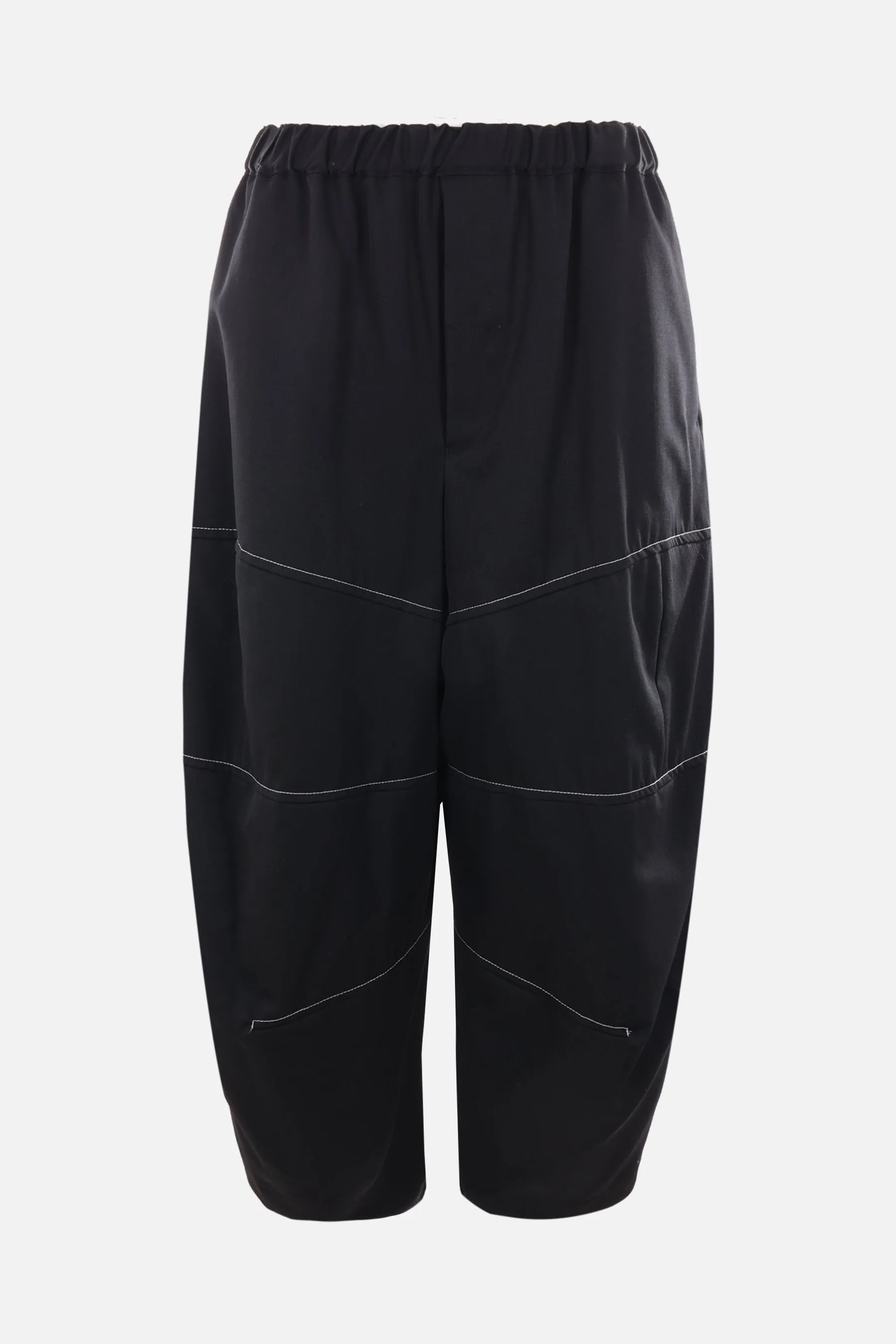 wool pants with contrasting stitching