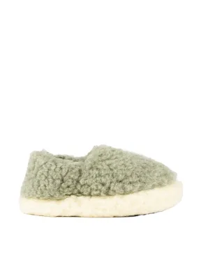 Yoko Womens Green Siberian Wool Slippers