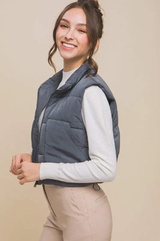 Zippered Puffer Vest with Pockets