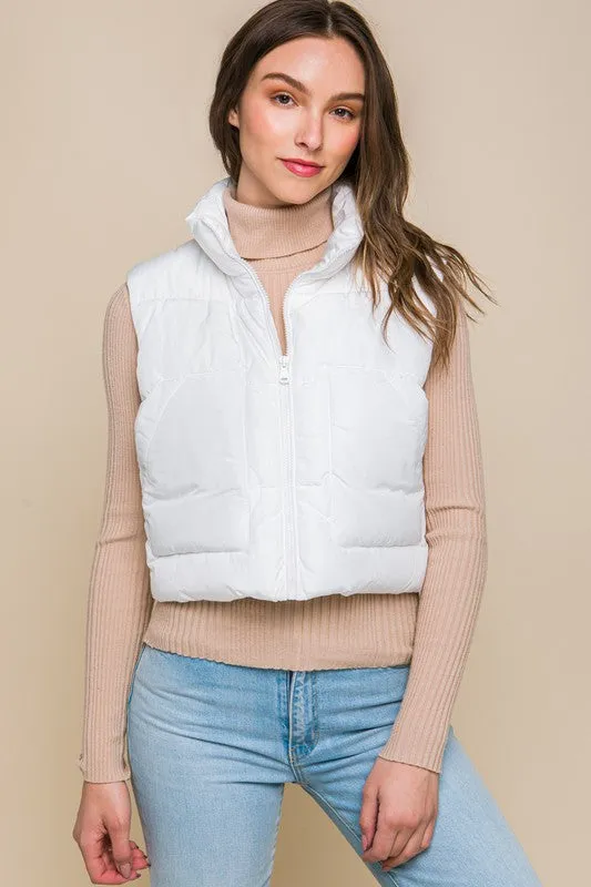 Zippered Puffer Vest with Pockets