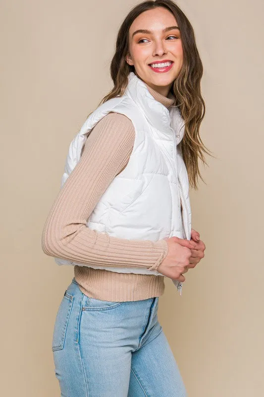 Zippered Puffer Vest with Pockets