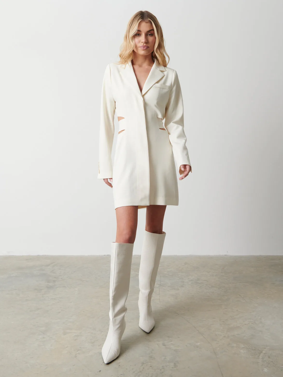 Zoe Cut Out Blazer Dress - Cream