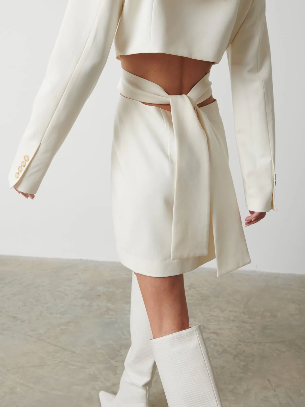 Zoe Cut Out Blazer Dress - Cream