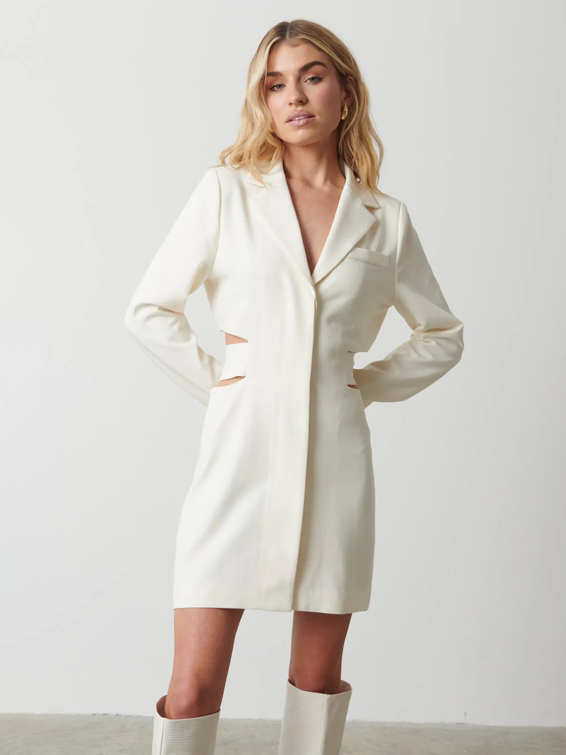 Zoe Cut Out Blazer Dress - Cream