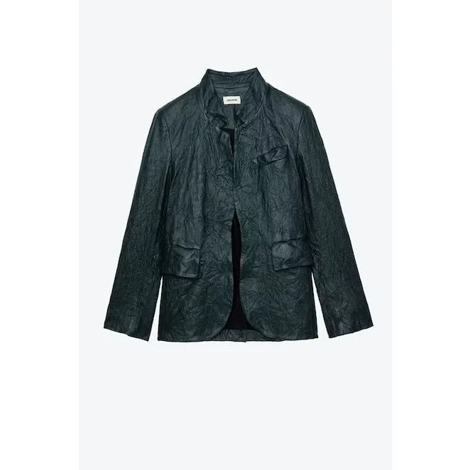 ZV Crushed Lambskin Blazer Jacket 1403F